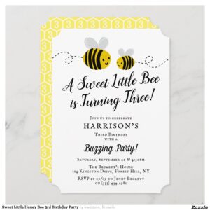 Sweet Little Honey Bee 3rd Birthday Party Invitation