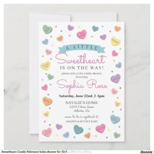 Sweetheart Candy February baby shower for Girl Invitation