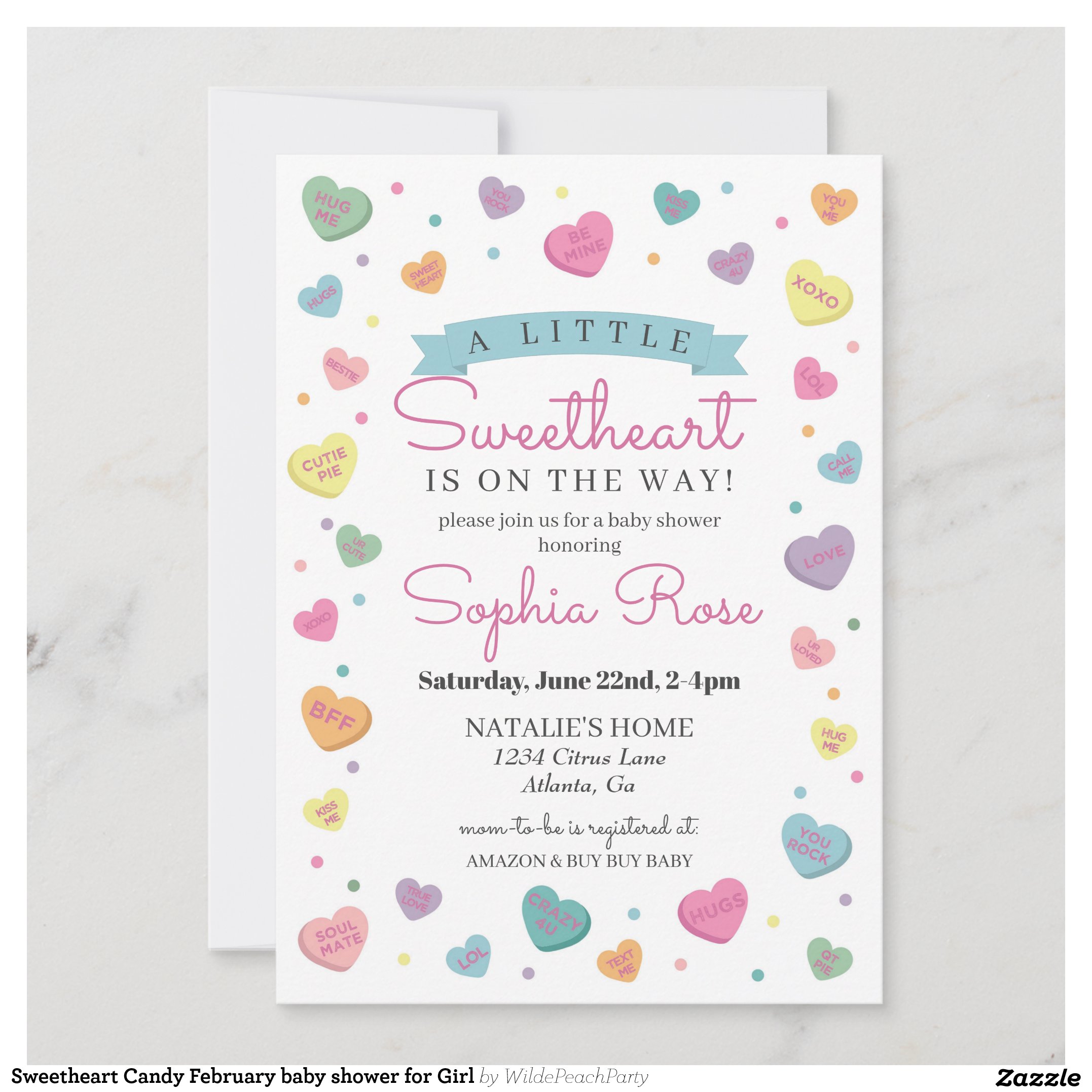 Sweetheart Candy February baby shower for Girl Invitation
