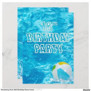 Swimming Pool 18th Birthday Party Invite