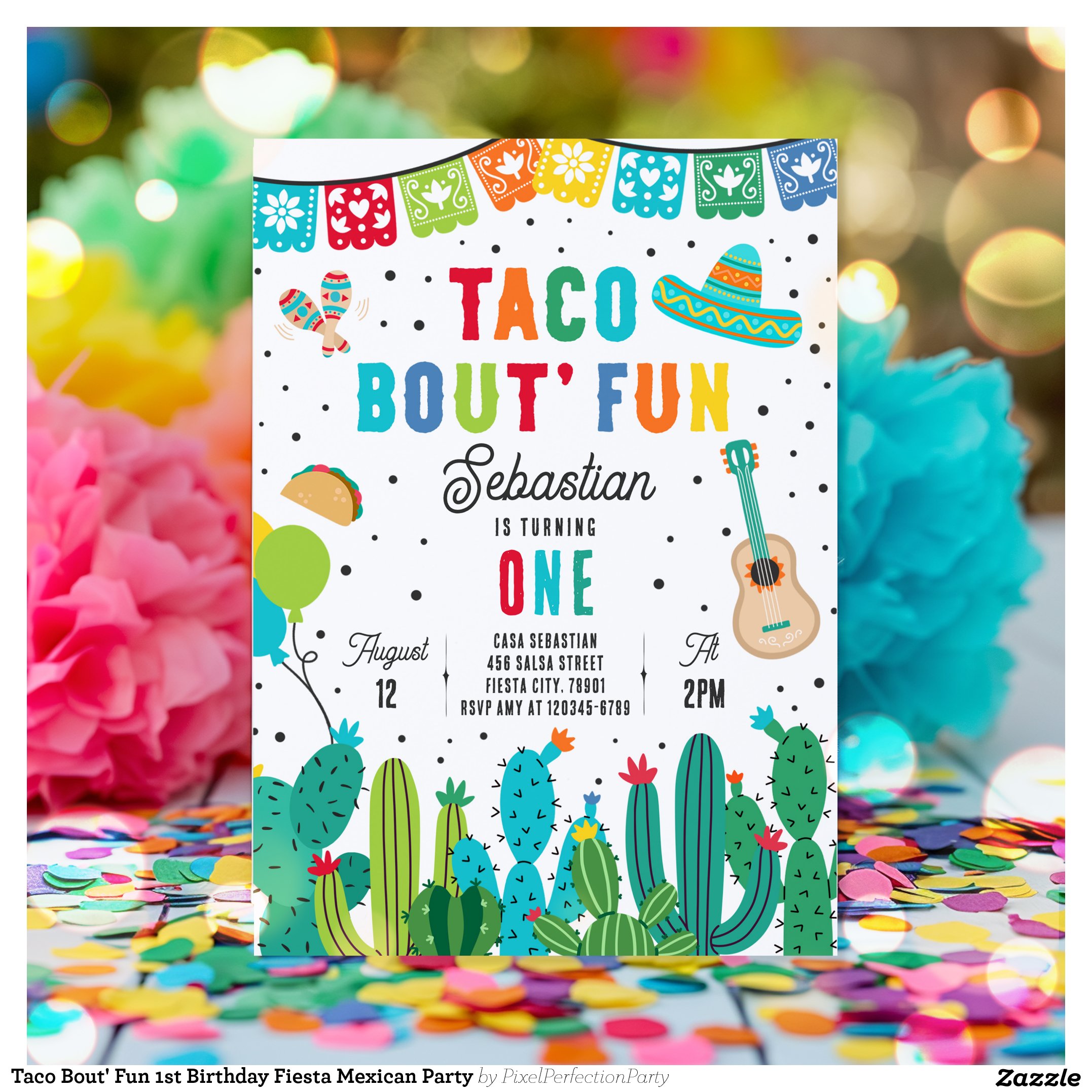 Taco Bout' Fun 1st Birthday Fiesta Mexican Party Invitation