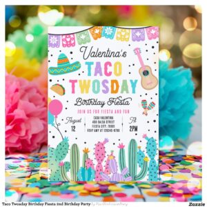 Taco Twosday Birthday Fiesta 2nd Birthday Party Invitation