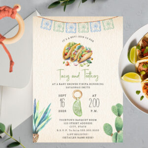 Tacos & Teethers Boy Baby Shower Fiesta Invitation