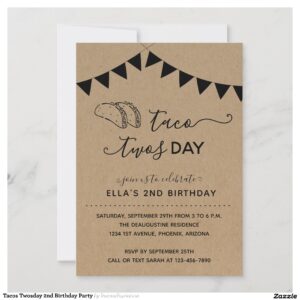 Tacos Twosday 2nd Birthday Party Invitation