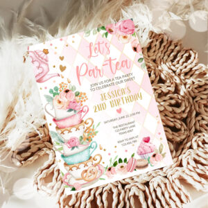 Tea Birthday Invitation Girl Party Par-tea Floral