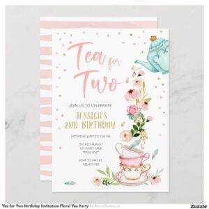 Tea for Two Birthday Invitation Floral Tea Party