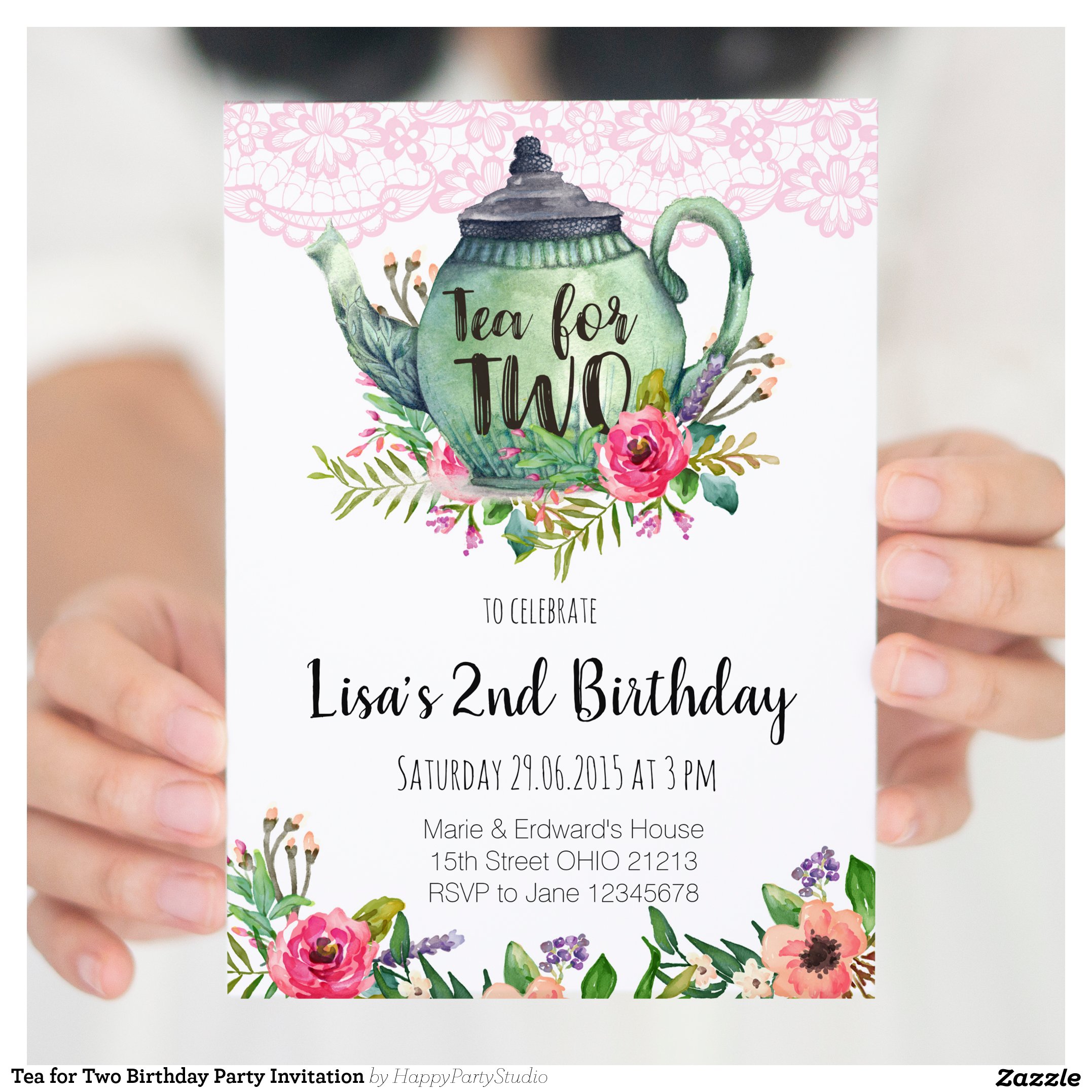 Tea for Two Birthday Party Invitation