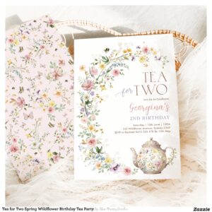 Tea for Two Spring Wildflower Birthday Tea Party Invitation
