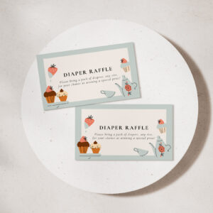 Tea for Two Tea Party Baby Shower Diaper Raffle Enclosure Card