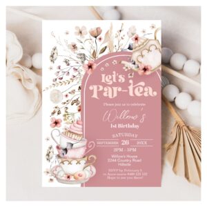 Tea Party Invitation Wildflower Let's Partea