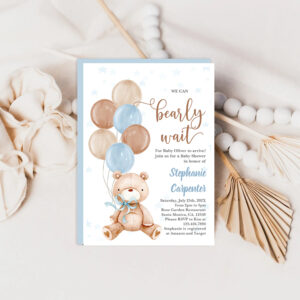 Teddy Bear Baby shower boy Invitation