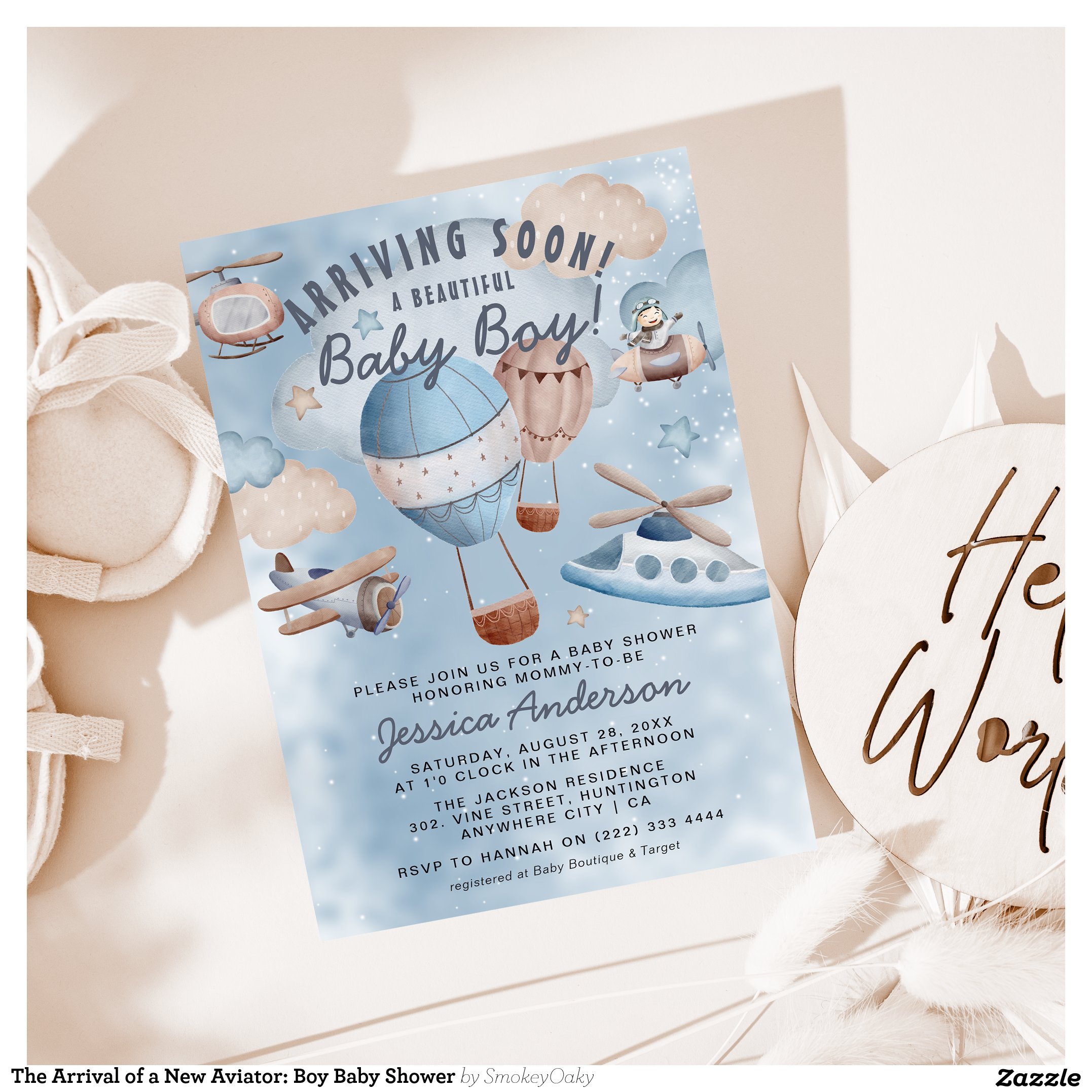 The Arrival of a New Aviator: Boy Baby Shower Invitation