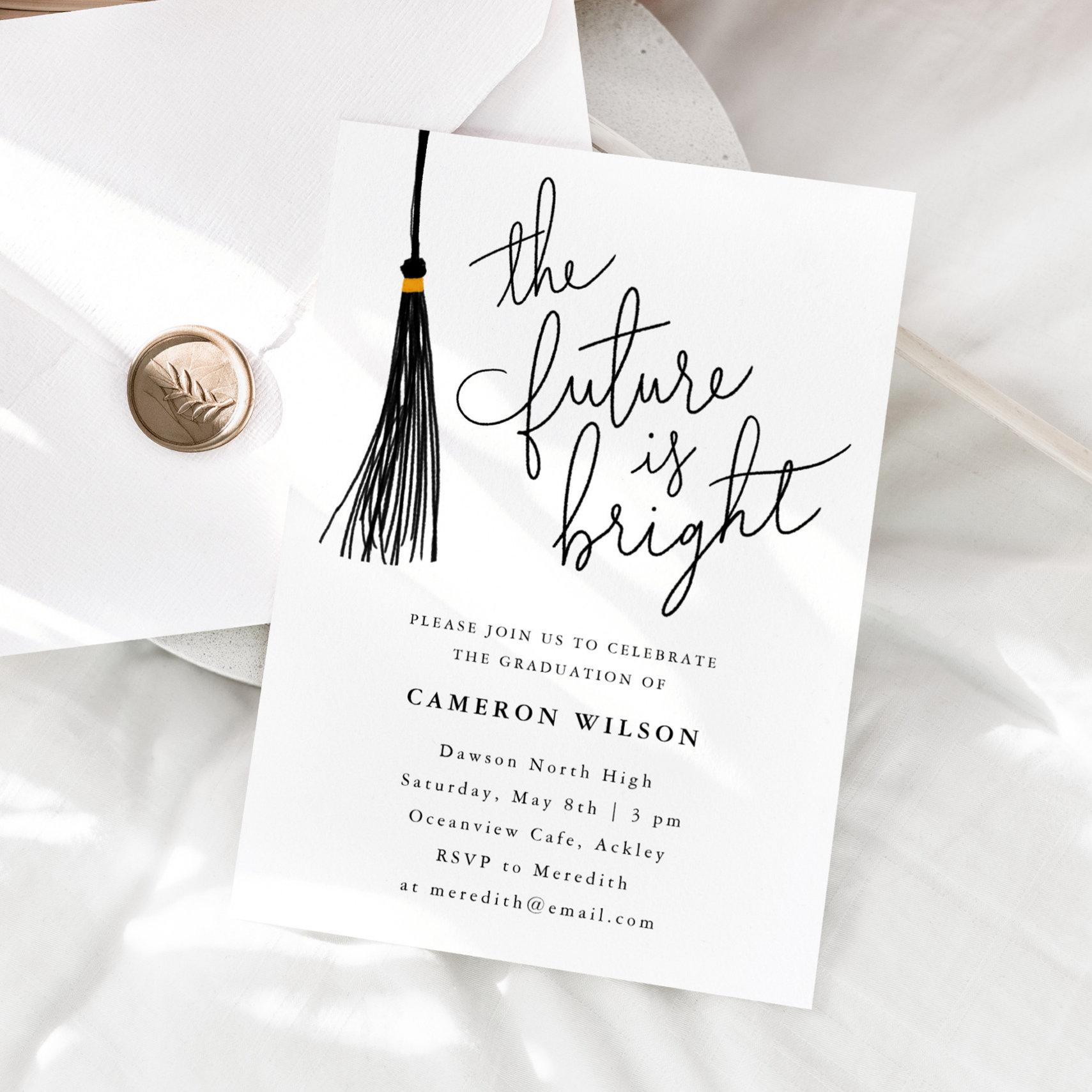The Future Is Bright Tassel Graduation Party Photo Invitation