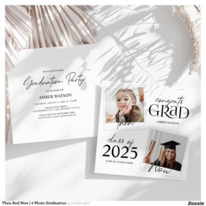 Then And Now 2 Photo Graduation Invitation