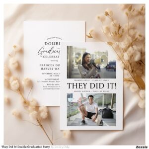 They Did It! Double Graduation Party Invitation