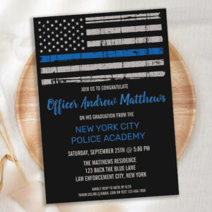 Thin Blue Line Police Law Enforcement Graduation Invitation