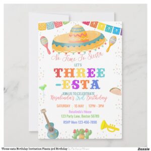 Three-esta Birthday Invitation Fiesta 3rd Birthday