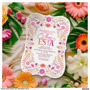 Three-esta Fiesta 3rd Birthday Girls Invitation