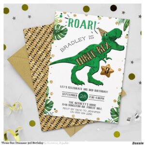 Three-Rex Dinosaur 3rd Birthday Invitation