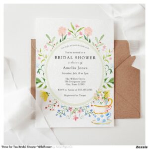 Time for Tea Bridal Shower Wildflower Invitation