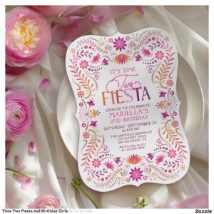 Time Two Fiesta 2nd Birthday Girls Invitation