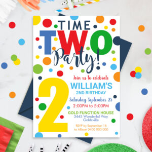 Time TWO Party Birthday Invitation 2nd Birthday