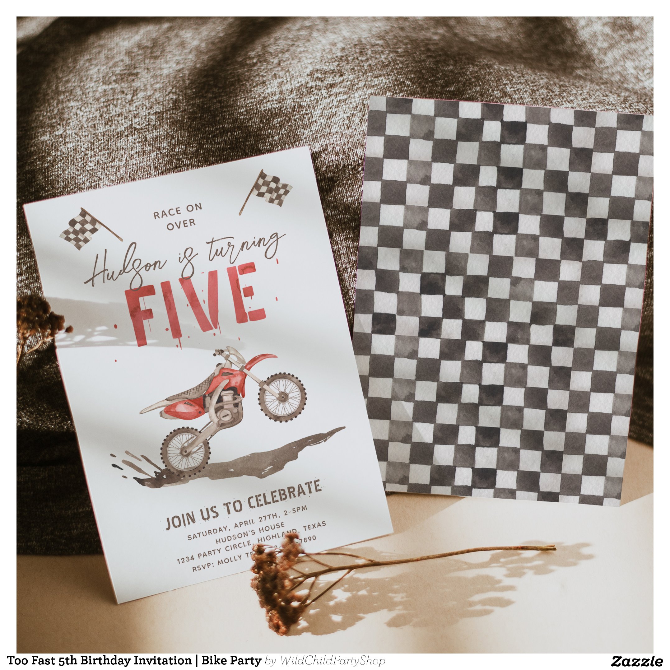 Too Fast 5th Birthday Invitation Bike Party