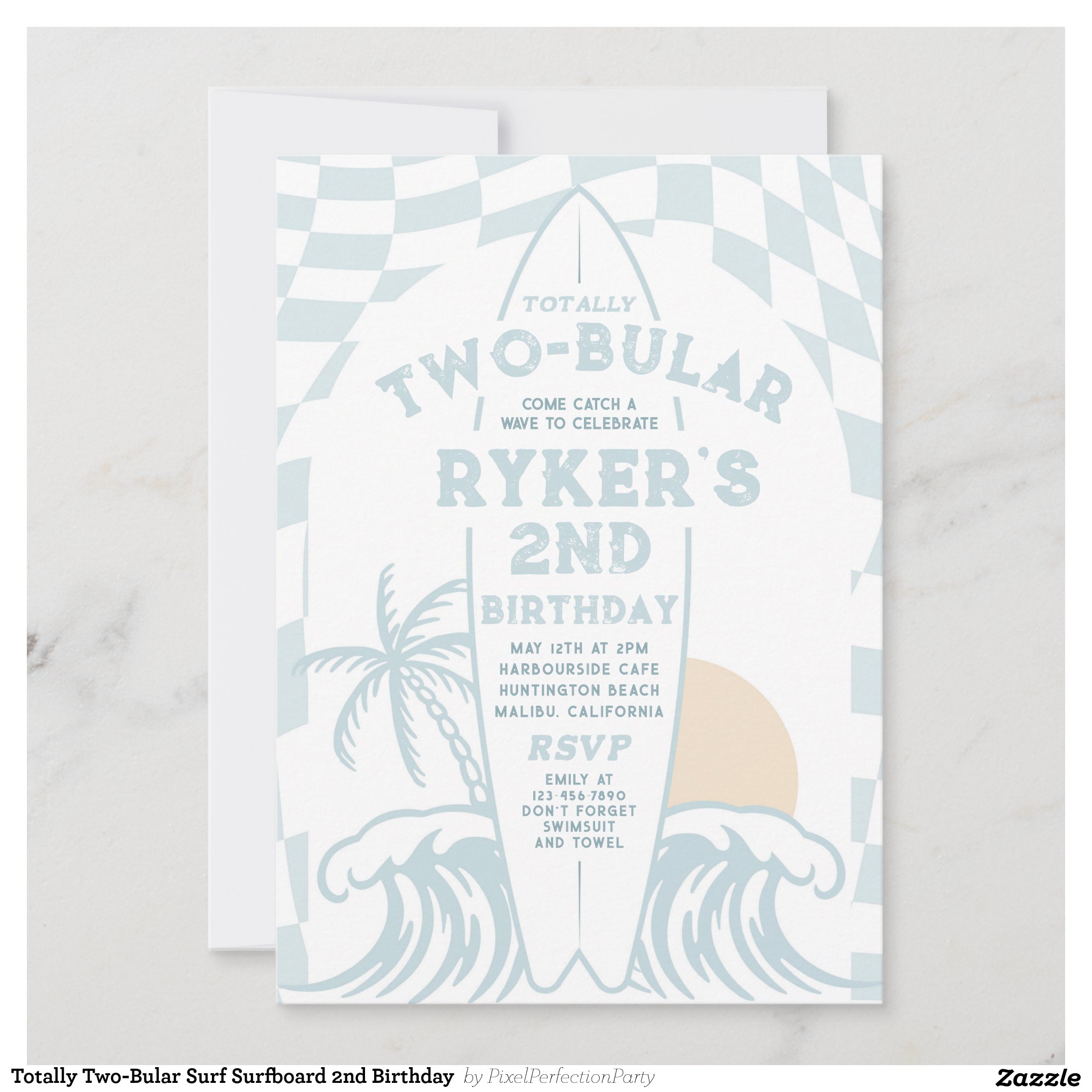 Totally Two-Bular Surf Surfboard 2nd Birthday Invitation