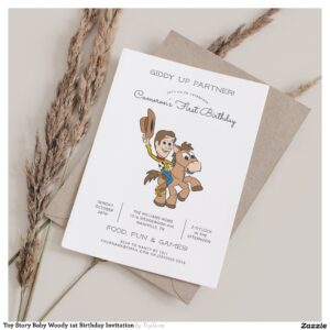 Toy Story Baby Woody 1st Birthday Invitation