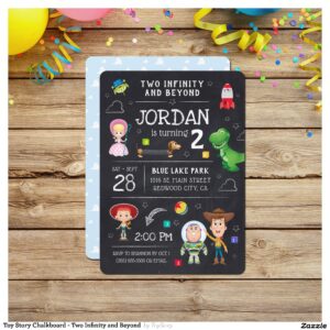Toy Story Chalkboard - Two Infinity and Beyond Invitation