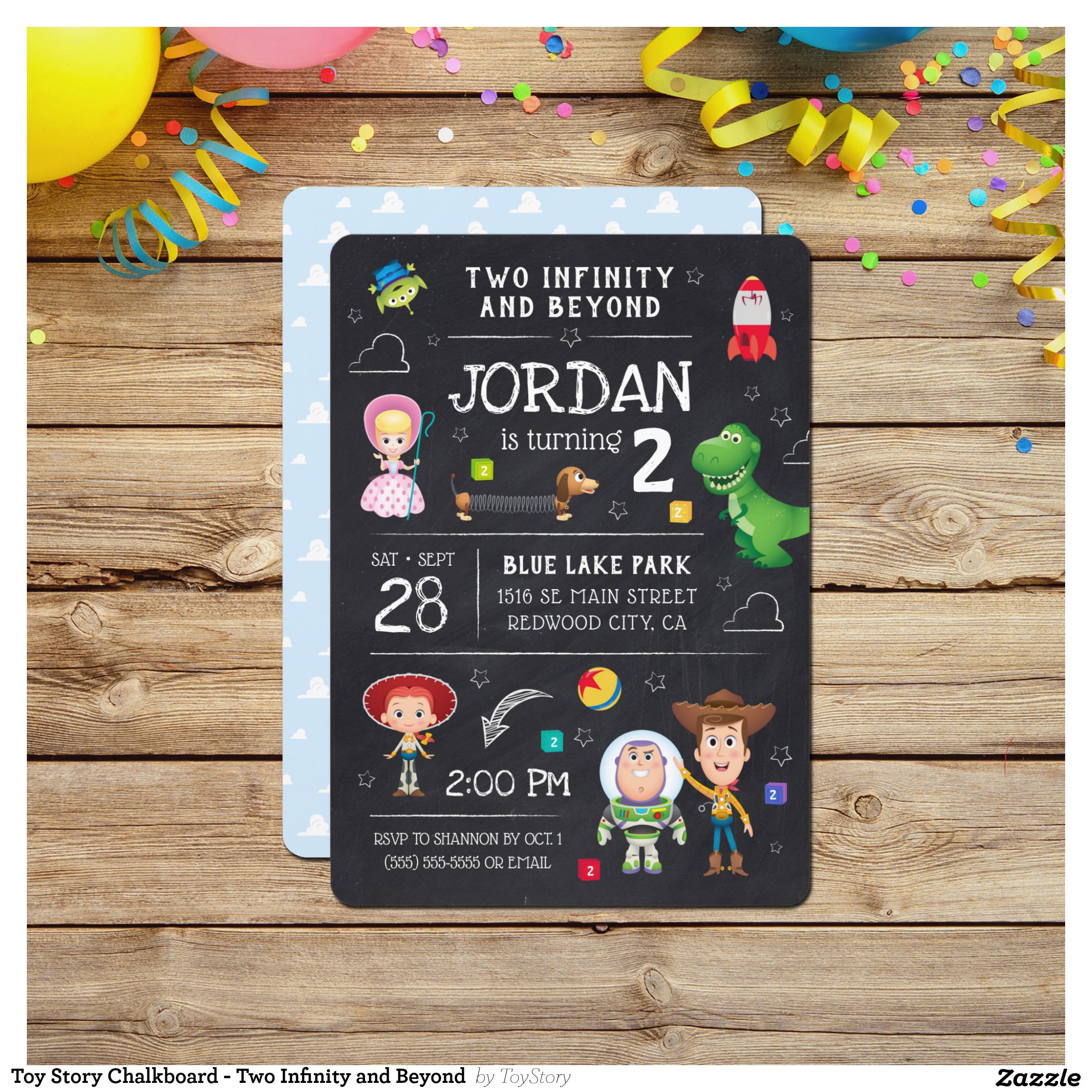 Toy Story Chalkboard - Two Infinity and Beyond Invitation