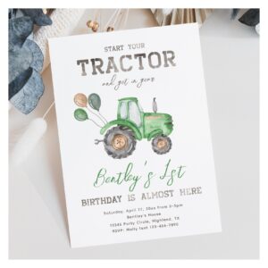 Tractor Birthday Invitation Tractor Invitation