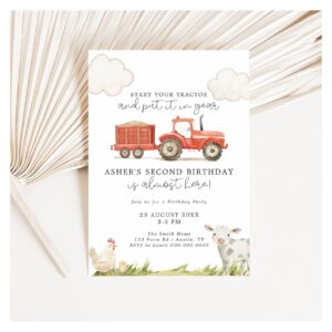 Tractor Farm Birthday Invitation
