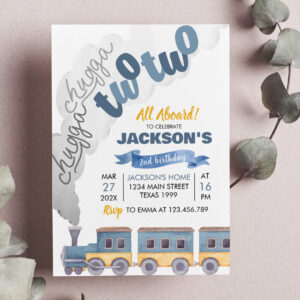 Train Birthday Invitation Chugga Chugga Two Two