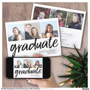 Trendy Graduation Party Announce with 6 Photos Invitation