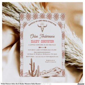Tribal Pattern Boho Arch Rodeo Western Baby Shower Invitation