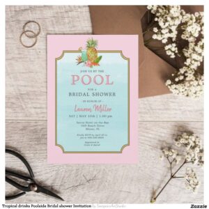 Tropical drinks Poolside Bridal shower Invitation
