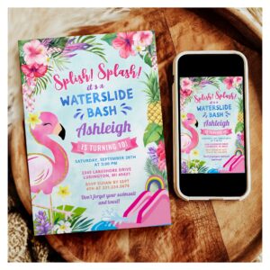 Tropical Girly Waterslide Birthday Invitation