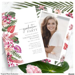 Tropical Photo Graduation Invitation