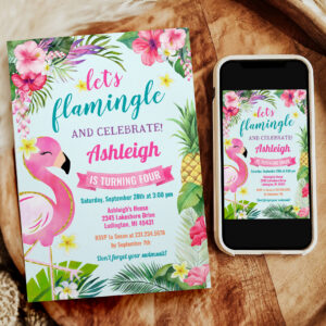 Tropical Summer 4th Birthday Invitation