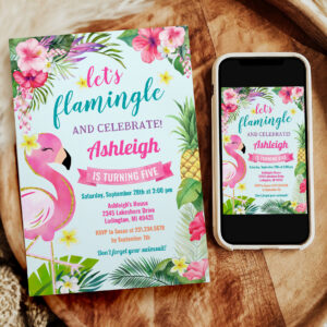 Tropical Summer 5th Birthday Invitation