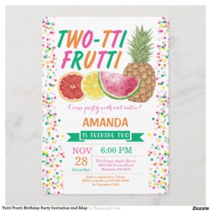 Tutti Frutti Birthday Party Invitation 2nd Bday