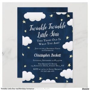 Twinkle Little Star 2nd Birthday Invitation