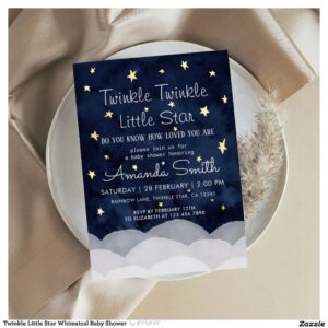 Twinkle Little Star Whimsical Baby Shower Foil Invitation