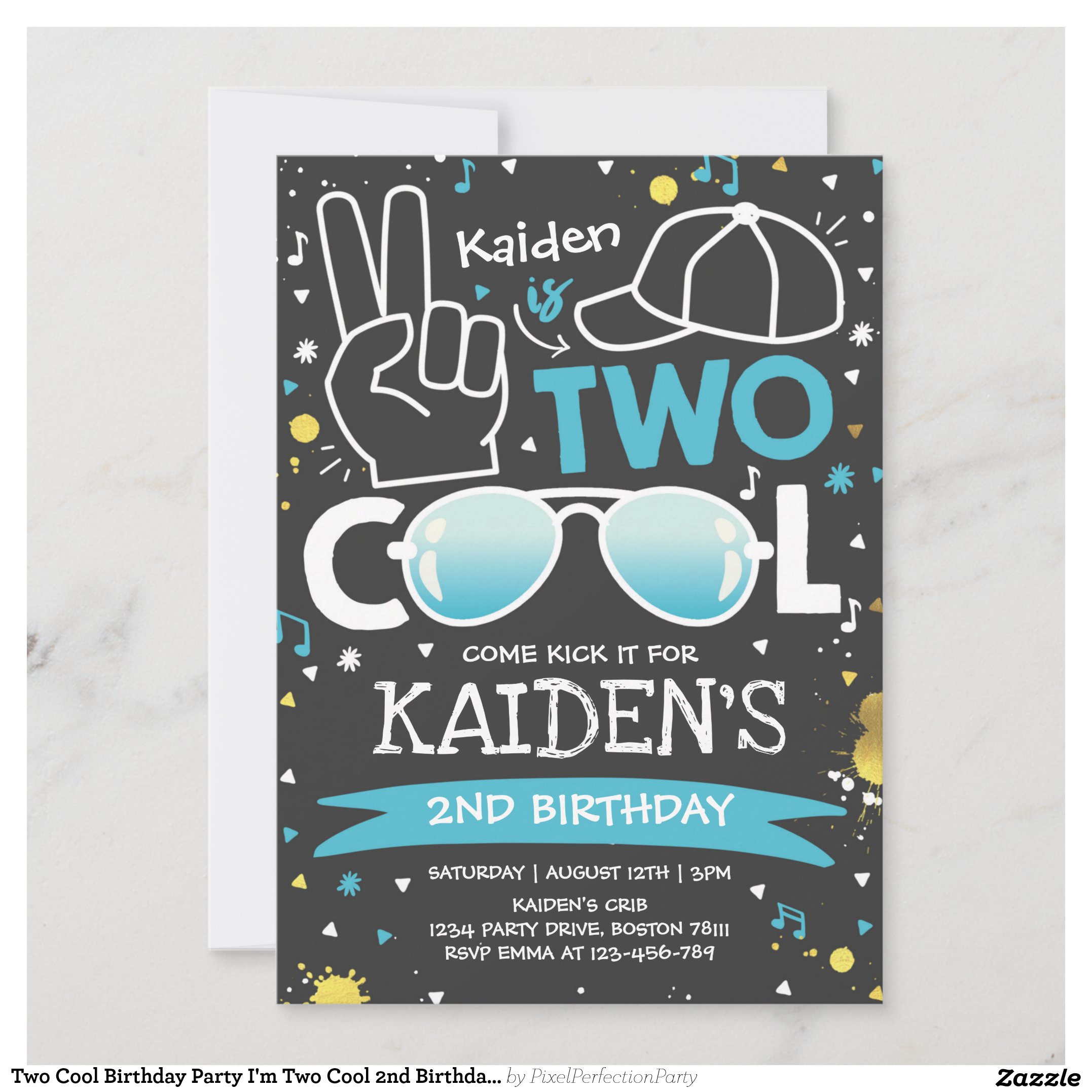 Two Cool Birthday Party I'm Two Cool 2nd Birthday Invitation