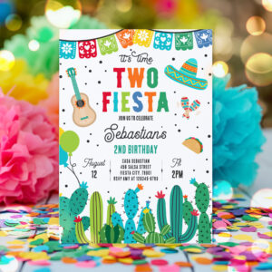 Two-Esta Mexican Fiesta 2nd Birthday Party Invitation