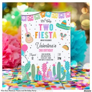 Two-Esta Mexican Fiesta 2nd Birthday Party Invitation