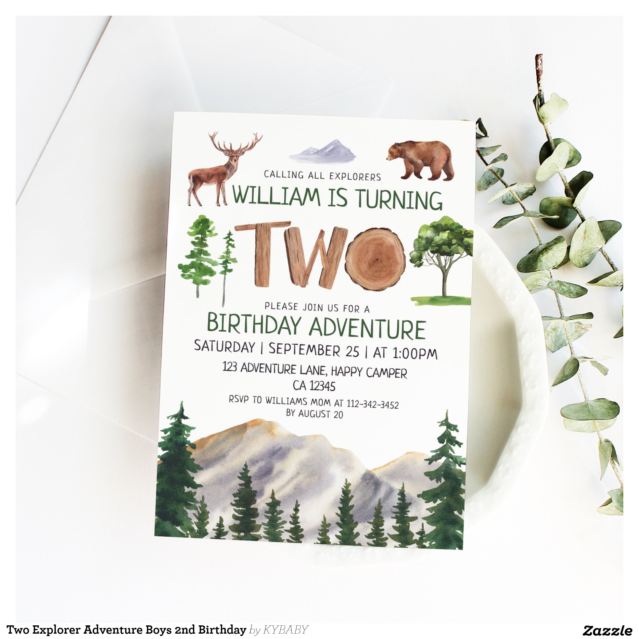 Two Explorer Adventure Boys 2nd Birthday Invitation