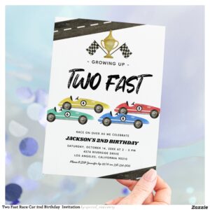 Two Fast Race Car 2nd Birthday Invitation