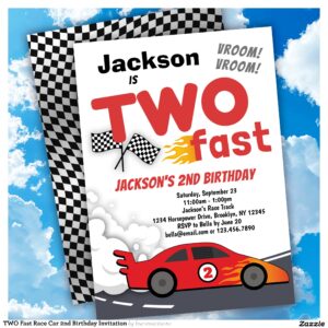 TWO Fast Race Car 2nd Birthday Invitation